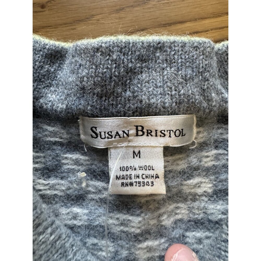 Susan Bristol Cardigan Sweater Women Medium Nordic Wool Metal Clasps Winter City - Picture 3 of 10
